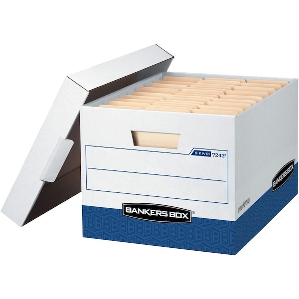R-Kive Storage File, Letter/Legal, 12"x15"x10", 20/CT, White/Blue PK FEL0724314 - main